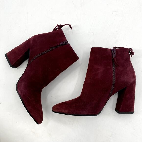 Stuart Weitzman maroon Pointed toe Block Heel booties - Picture 2 of 6
